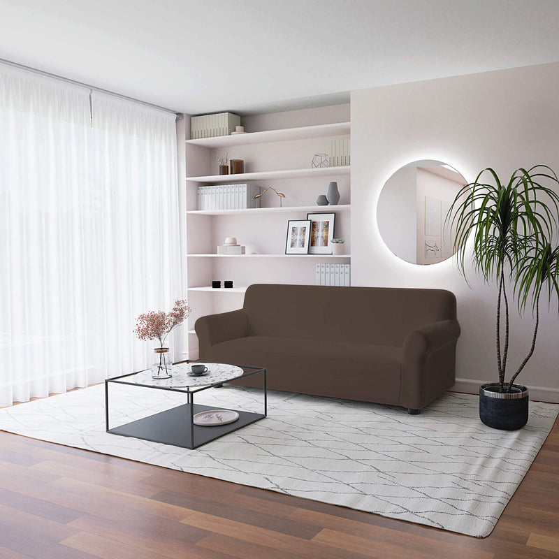 Copridivano Elasticizzato in Poliestere Dahlia Marrone Varie Misure