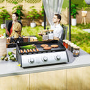 Piastra a Gas con 3 Bruciatori Potenza 7,5kW con Coperchio in Acciaio Smaltato Nero  