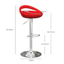 Set 2 Sgabelli da Bar Altezza Regolabile Seduta in ABS Rosso  