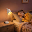 Set 2 Lampade da Tavolo Moderne con Porte USB Attacco E27 in Acciaio Bianco      