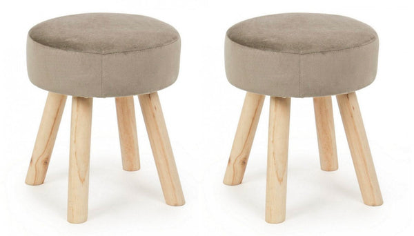 Set 2 Sgabelli 34x34x38 cm in Velluto Adeline Tortora sconto