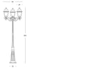 Lampada Palo Alto Tre Luci per Giardino Colore Nero per Esterno Linea Maxi Quadrata Livos
