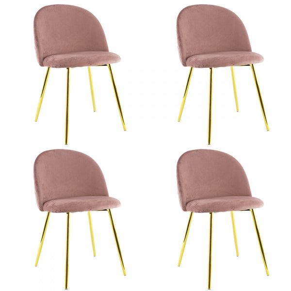 Lot de 4 Chaises 50x45x80 cm en Tissu Velours avec Pieds Or Rose Vieilli prezzo