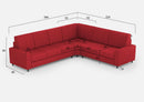 Divano Angolare 6 Posti 286x226x85 cm Sakar in Tessuto Rosso