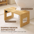 Sgabello da Toilette Pieghevole 42,5x25x20 cm Poggiapiedi per WC con Piedini Antiscivolo in Bambù Rovere      