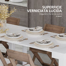 Tavolo Allungabile 45-300x90x75,5 cm Max 6 Persone in Metallo e MDF Bianco