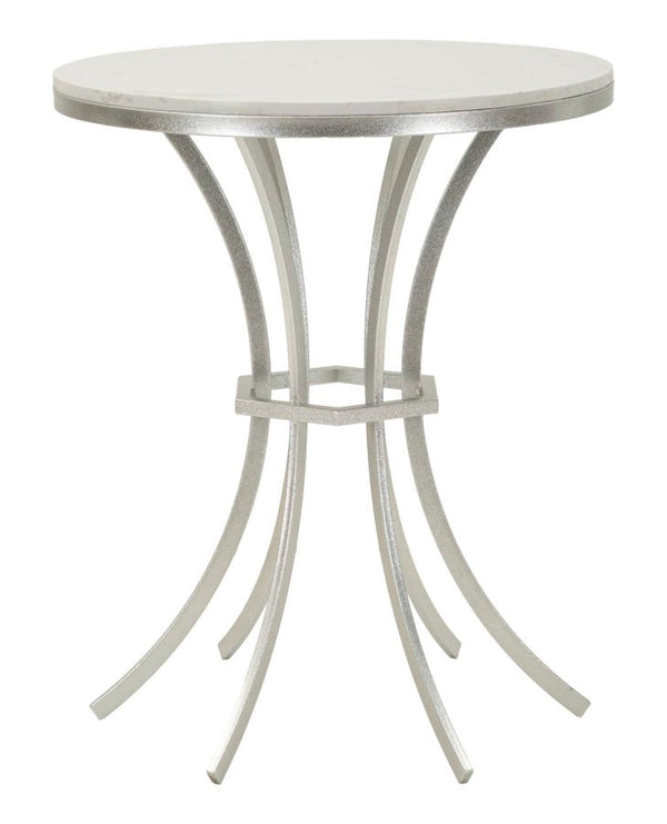 Tavolinetto Istanbul Ø56x68 cm in Ferro e Marmo Argento e Bianco online