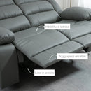 Divano 2 Posti Reclinabile 168x93x102 cm con Schienale Diviso e Poggiapiedi in Similpelle Grigio