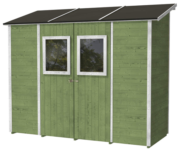Abris de Jardin en Bois pour Outils 245x102x224 cm avec 2 Portes et Fenêtres Ecla Vert prezzo