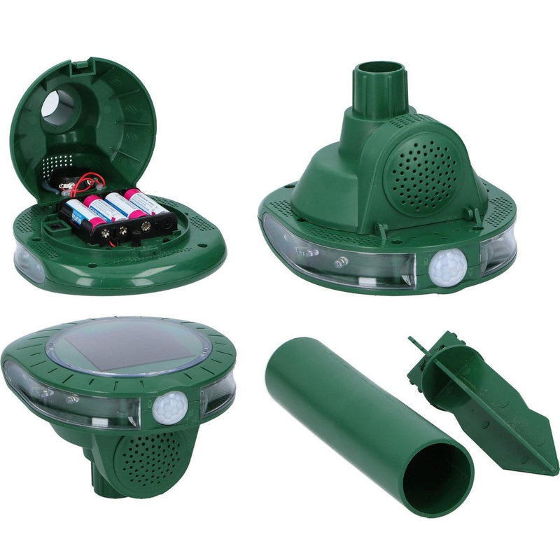 Repellente Elettrico ad Ultrasuoni con Pannello Solare per talpe e animali Verde