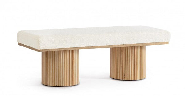 Banquette 2 places 122x46x42,5 cm Cosy Japandi en Bouclé Blanc online