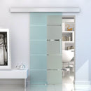 Porta Scorrevole Vetrata 102,5x205 cm Satinata a Strisce Trasparenti 