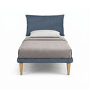 Letto Singolo con Rete Rivestita Microfibra Blu Tessis Testata Soft Varie Misure