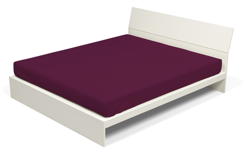 Lenzuolo Sotto con Angoli ed Elastico Tinta Unita Prugna