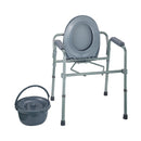 Sedia WC Altezza Regolabile in Tubi di Ferro Grigio 53.3x56.5x60-74.5 cm 