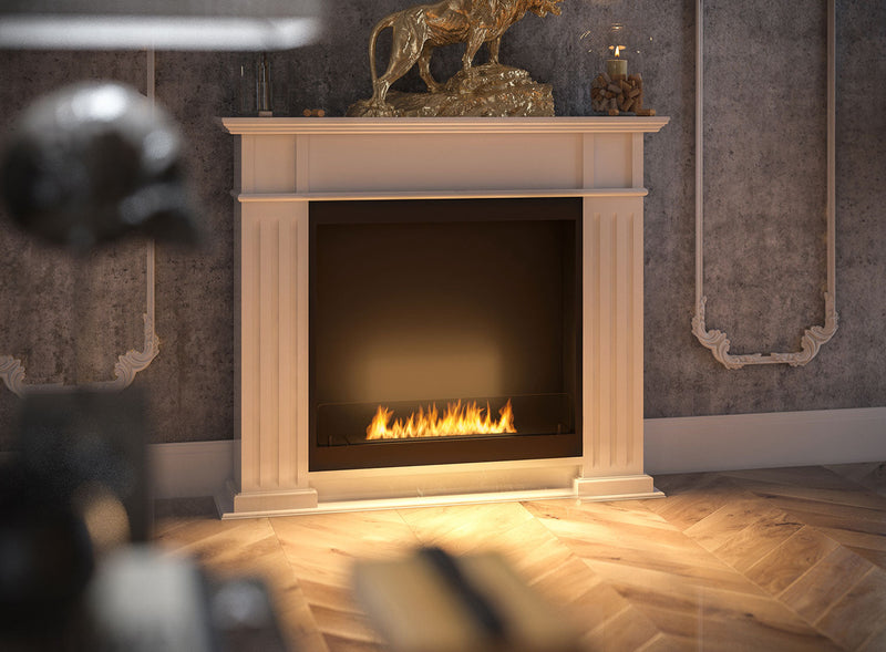 Camino a Bioetanolo da Pavimento 115x25 cm Inportal 1 Bianco con Vetro