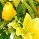 Set 4 Bouquet Artificiali di Tulipani Artificiali e Gigli Altezza 37 cm Giallo