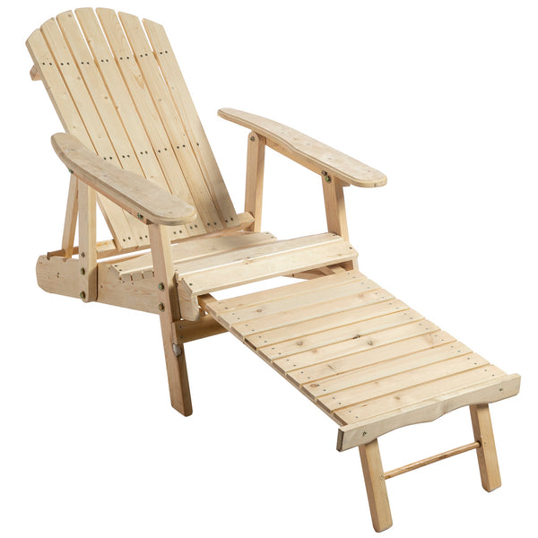 Chaise longue de jardin Adirondack en bois avec repose-pieds online