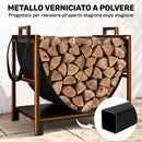 Portalegna da Esterno e Interno 47,5x33x44 cm con Borsa Portata 50 kg in Metallo Nero      