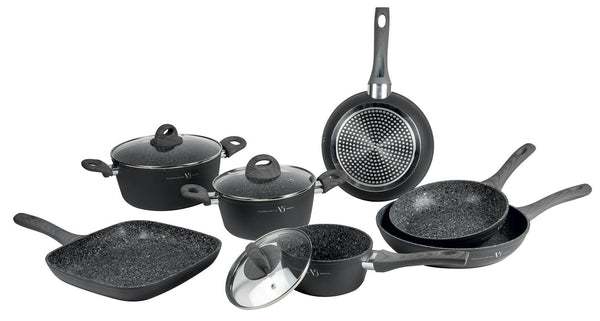 Batterie de cuisine 10 pièces en aluminium antiadhésif Soriani gris prezzo