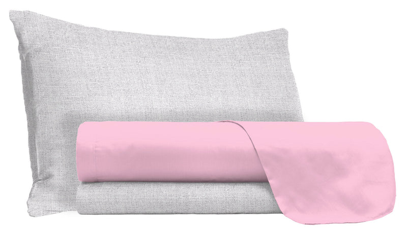 Set Lenzuola Sopra Sotto e Federe in Cotone Rosa Varie Misure