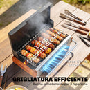 Barbecue Portatile a Carbone con Vaschetta Rimovibile, in Acciaio Inox e Metallo, 50.5x34x33 cm, Nero      