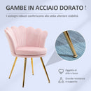 Poltrona da Salotto in Stile Vintage 67x64x77 cm Schienale a Conchiglia in Velluto Rosa  