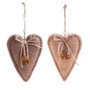 Set di 4 Cuori con Campane 18 cm Beige/Marrone