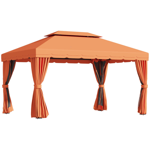 acquista Tonnelle de jardin de luxe avec auvent hydrofuge 2,9x3,9m Orange