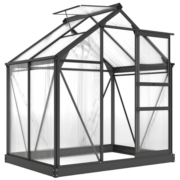 Serra da Giardino 190x132x201 cm con Porta Scorrevole e Finestra in Policarbonato e Alluminio Grigio sconto