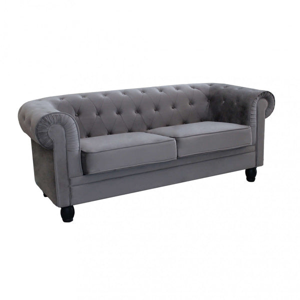 acquista Canapé Chesterfield 3 places 197x74x82 h cm en Velours Gris