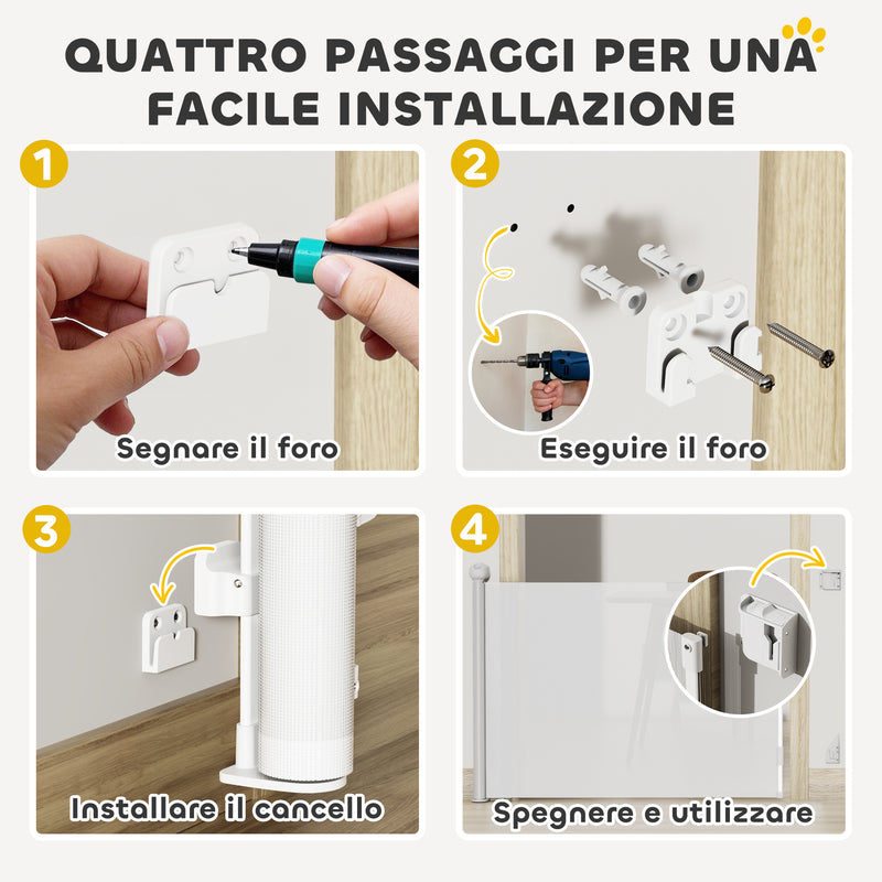 Cancellino per Cani Regolabile per Cani Piccoli Estensibile e Retrattile 0-144 cm Bianco   