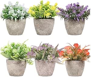 Set 6 Piante Artificiali con Vaso in Carta Pressata Grigio online