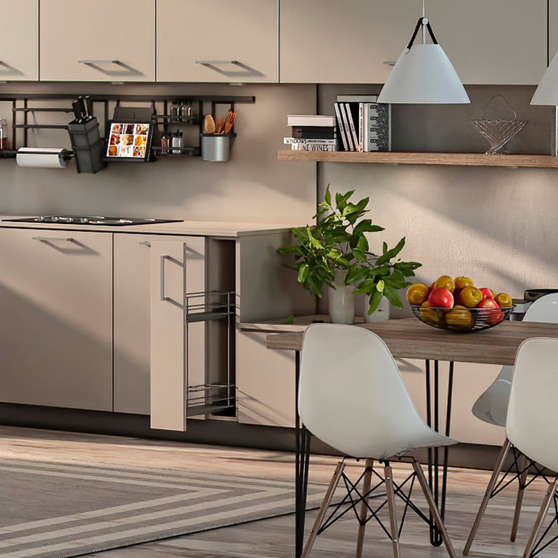 Portabottiglie Laterale Estraibile Titane con Chiusura Soft M 150 Grigio Antracite Acciaio Emuca