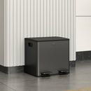 Pattumiera a 2 Sezioni da 15L 41,7x36,6x43,2 cm a Pedale con Chiusura Silenziosa in Acciaio Inox Argento  