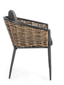 Set 4 Sedie 63x63x79,5h cm con Braccioli e Cuscini Maribela Antracite