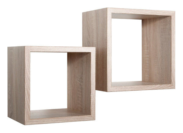 acquista Lot de 2 Etagères Cube Murales Carrées en Panneau de Fibres Q-Bis Maxi Chêne Naturel/Sagerau