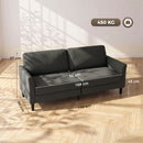 Divano 3 Posti 193x80x87 cm con Braccioli Curvi e Imbottitura Spessa in Tessuto Effetto Lino Grigio Scuro      