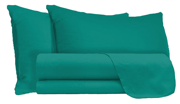 acquista Lot de Draps Double Dessus et Dessous et Taies d'Oreiller Uni Vert d'Eau