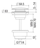 Scarico Lavabo Click-Clack G11/4 Modello Universale Satinato