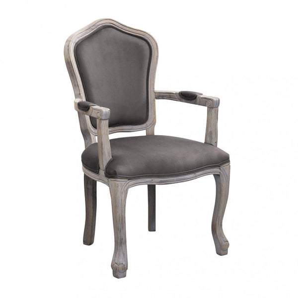 sconto Fauteuil Charlene en Velours Taupe 55x51x100 h cm en Dove Wood