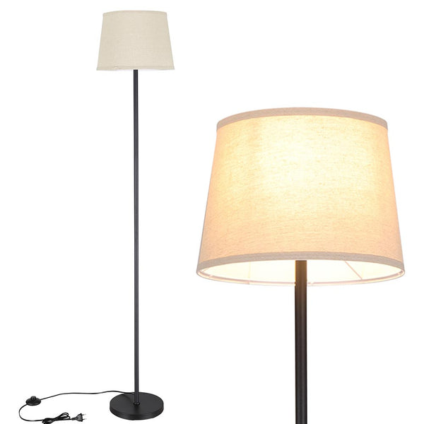 Lampada Piantana Terra Design Moderno Paralume E27 Tessuto e Metallo Nero online