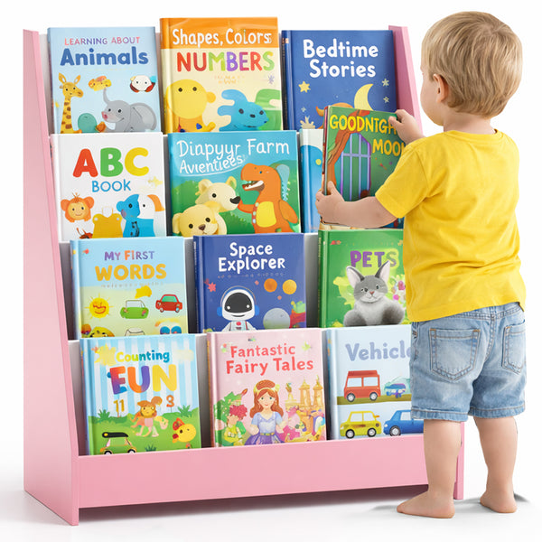 Libreria Montessoriana per Bambini 80x30x88 cm Scaffale in Legno Rosa sconto