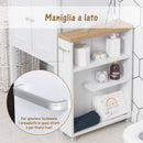 Mobiletto a Colonna da Bagno Portaoggetti 50x13x67,5 cm con Ruote in Legno  Bianco