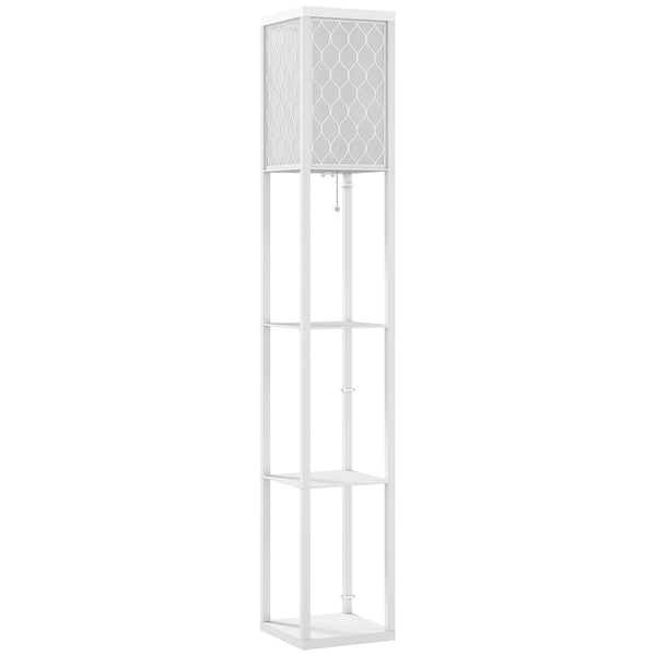 sconto Lampada da Terra 2 in 1 Moderna 26x26x160 cm con 3 Ripiani Attacco E27 in MDF Bianco