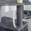 Albero Tiragraffi per Gatti 48x40x127 cm con Rampa Cesto Cuccia Amaca Pali Graffiatoi in Sisal Grigio      