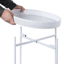 Tavolino Struttura Richiudibile Ø41x72 cm in Ferro Battuto Bianco      