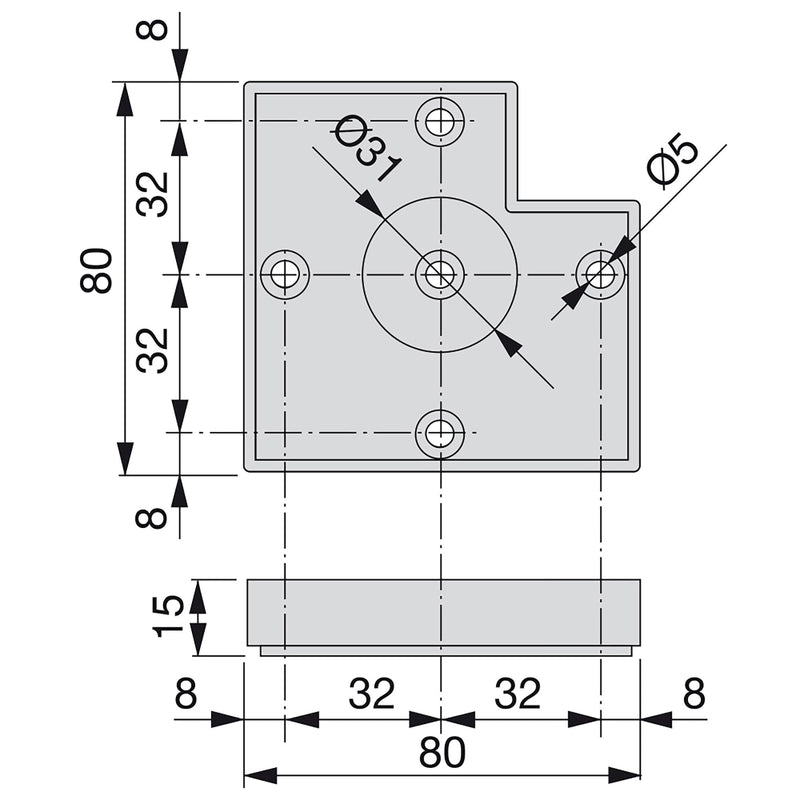 Piedino per Mobile H15 mm Plastica Grigio Metallizzato 20 Pezzi Emuca