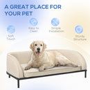 Divano per Cani Taglia Media e Grande 101,5x 62x34,5 cm Tessuto Effetto Vellluto Crema