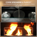 Camino a Bioetanolo da Pavimento 63,5x24x66 cm 3 Bruciatori Capacità 1,2L Aspetto Realistico Marrone 